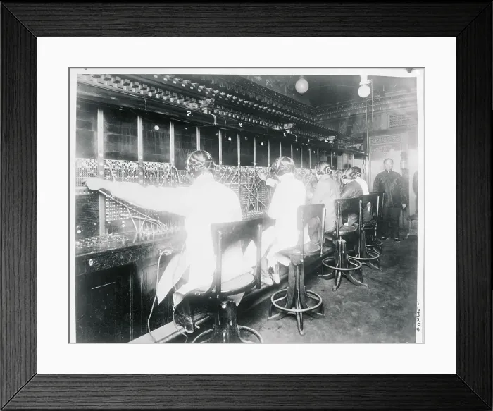 Framed Print : Employees in Switchboard Room