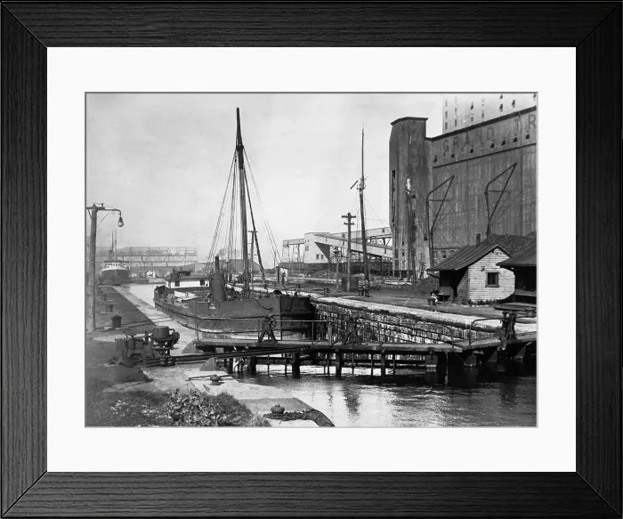 Framed Print : View of Canal Locks over Water Framed Print : View of Canal Locks over Water