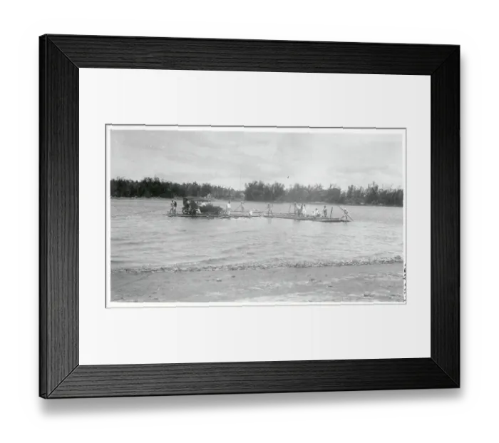 Framed Print : Ferry Worker Taking Car Across the Water