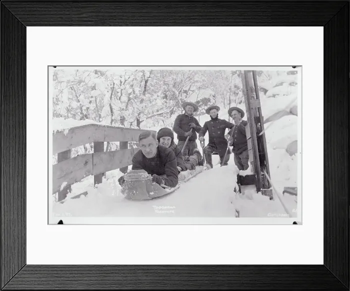Framed Print : Youngsters Preparing to go Tobogganing Framed Print : Youngsters Preparing to go Tobogganing