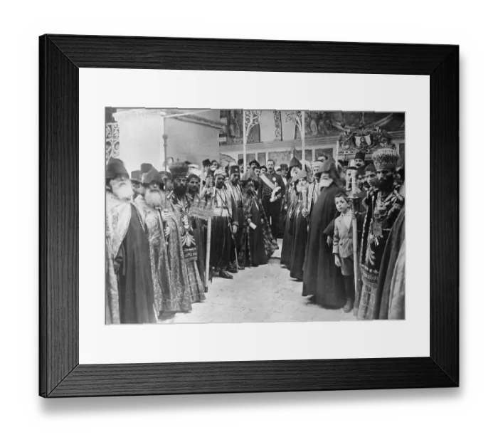 Framed Print : Boy and Religious Leaders Posing for Camera Framed Print : Boy and Religious Leaders Posing for Camera