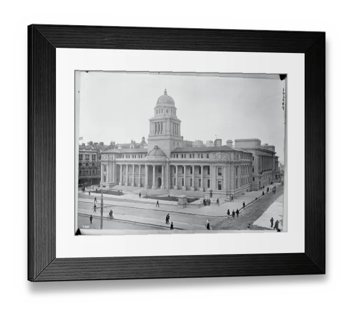 Framed Print : View of Large Domed Building with Pedestrians Framed Print : View of Large Domed Building with Pedestrians