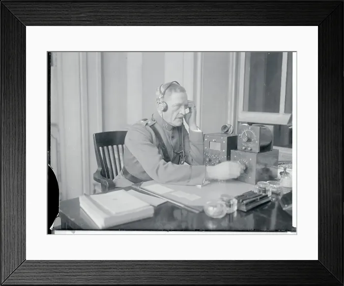 Framed Print : John J Pershing Listening to Radio Framed Print : John J Pershing Listening to Radio