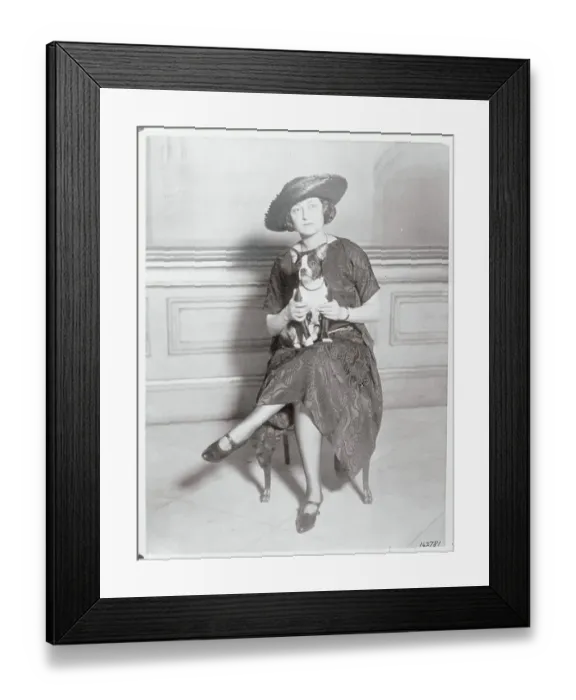 Framed Print : Dog Owner Posing with Her Pet Framed Print : Dog Owner Posing with Her Pet