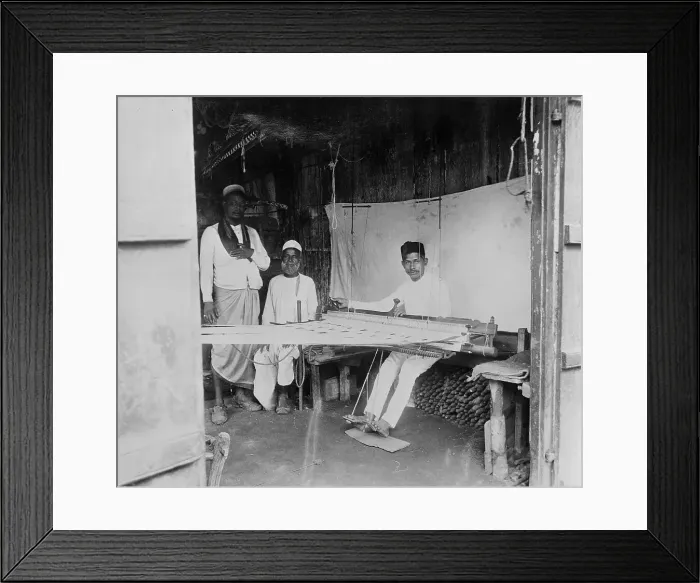 Framed Print : Men Working in Weaving Shop Framed Print : Men Working in Weaving Shop