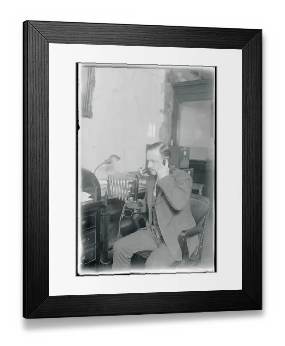 Framed Print : Man Talking on Telephone Framed Print : Man Talking on Telephone
