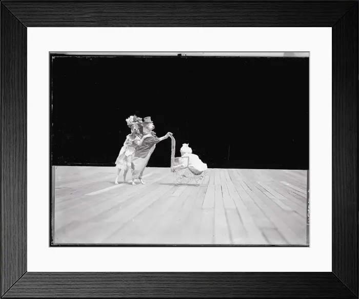 Framed Print : Dogs Pushing Stroller