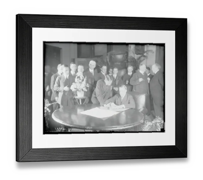 Framed Print : Herbert Work Signing Agreement with Official Witnesses Framed Print : Herbert Work Signing Agreement with Official Witnesses