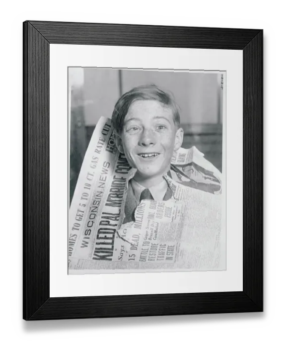 Framed Print : Actor Wesley Barry with His Head Through Newspaper Framed Print : Actor Wesley Barry with His Head Through Newspaper