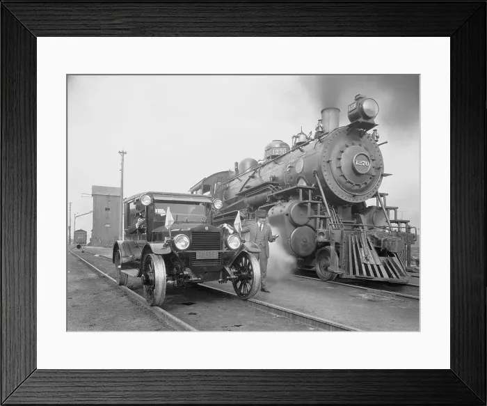 Framed Print : Car Preparing to Race Train Framed Print : Car Preparing to Race Train