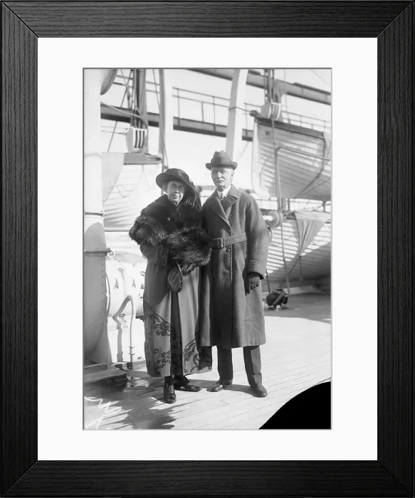 Framed Print : Mr. and Mrs. J. M. Baldwin on Ship Deck Framed Print : Mr. and Mrs. J. M. Baldwin on Ship Deck