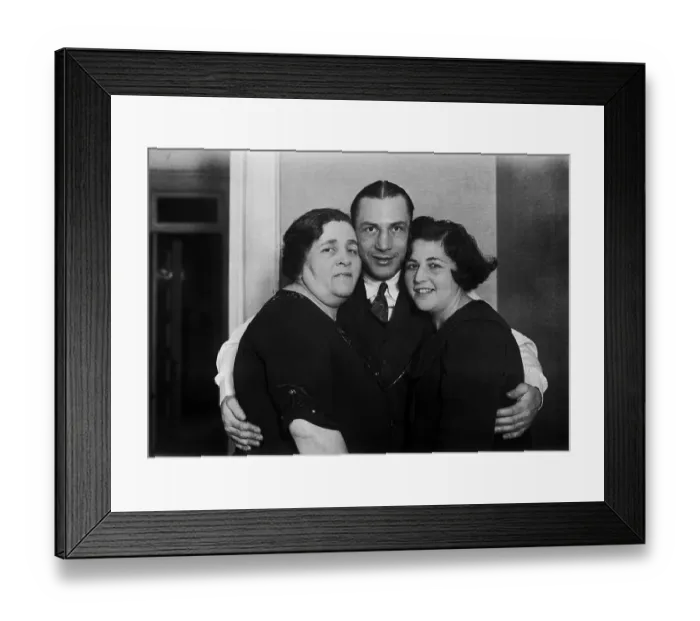 Framed Print : Benny Leonard With Mother and Sister Framed Print : Benny Leonard With Mother and Sister