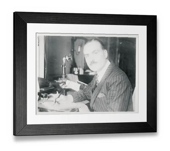 Framed Print : Playwright Cosmos Hamilton Pausing from Writing at Desk Framed Print : Playwright Cosmos Hamilton Pausing from Writing at Desk