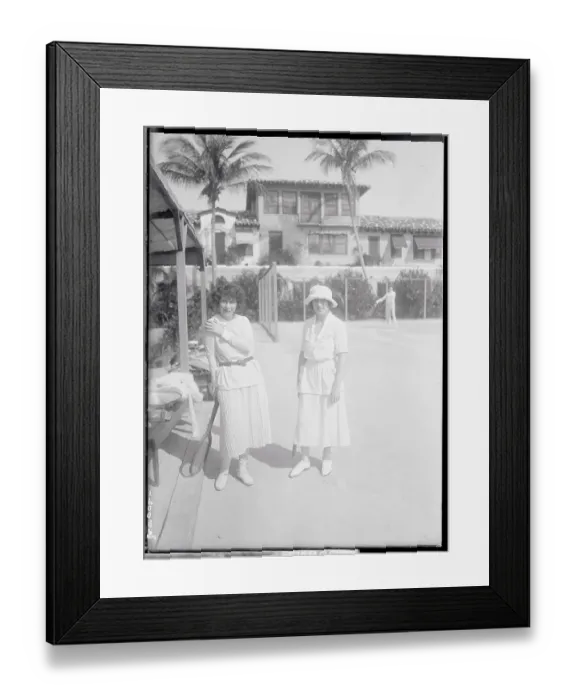 Framed Print : Two Women on a Tennis Court Framed Print : Two Women on a Tennis Court