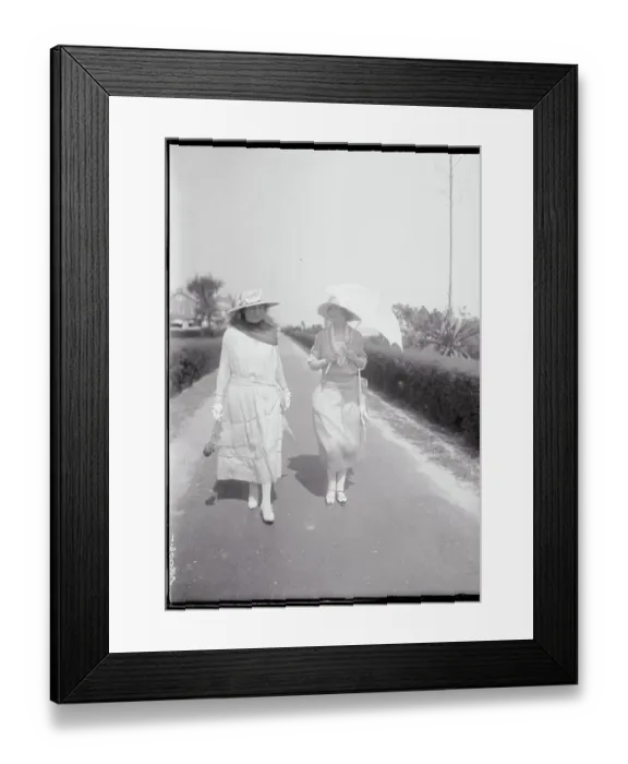 Framed Print : Two Women Strolling Down a Path Framed Print : Two Women Strolling Down a Path