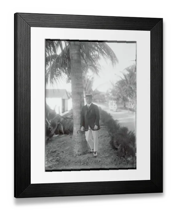 Framed Print : John Willys Leaning Against a Tree Framed Print : John Willys Leaning Against a Tree