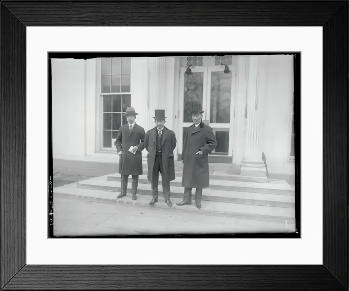 Framed Print : Baron Kato and Others Posing Outside Building Framed Print : Baron Kato and Others Posing Outside Building