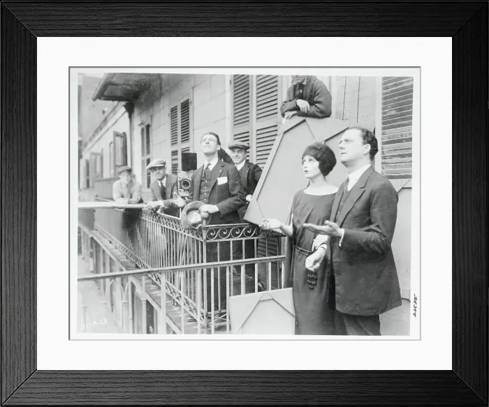 Framed Print : Director and Performers Completing Scene on Balcony Framed Print : Director and Performers Completing Scene on Balcony