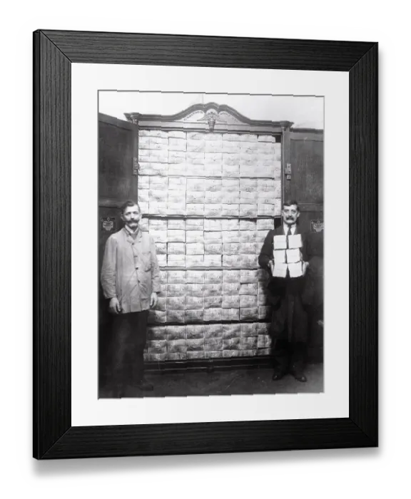 Framed Print : View of Paper Currency in Austrian Bank Framed Print : View of Paper Currency in Austrian Bank