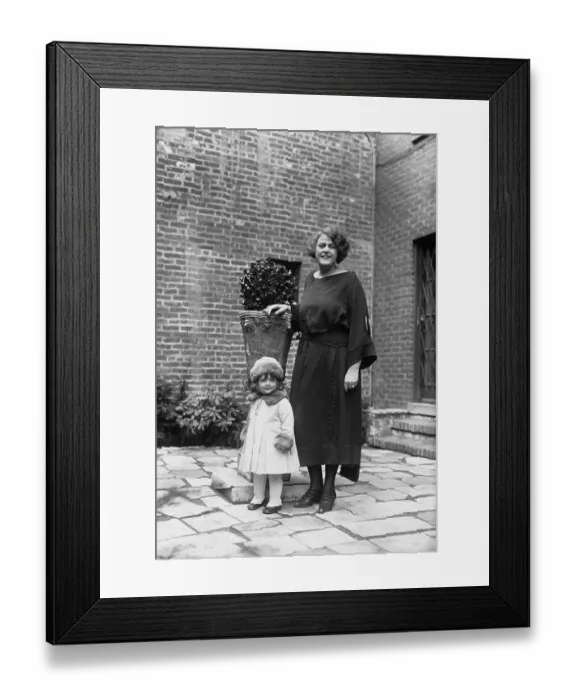 Framed Print : Mrs. Enrico Caruso Posing with Young Daughter Outside Home Framed Print : Mrs. Enrico Caruso Posing with Young Daughter Outside Home