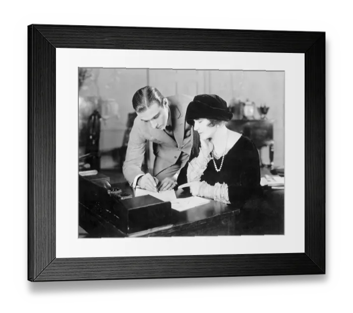 Framed Print : Elinor Glynn and Rudolph Valentino at Movie Terms Signing Framed Print : Elinor Glynn and Rudolph Valentino at Movie Terms Signing