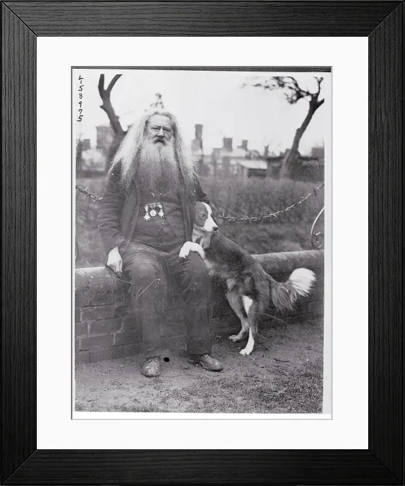 Framed Print : Portrait of a Man With a Dog Framed Print : Portrait of a Man With a Dog