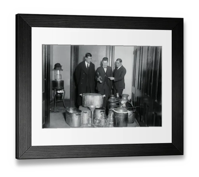 Framed Print : Officials Inspecting Distilling Equipment