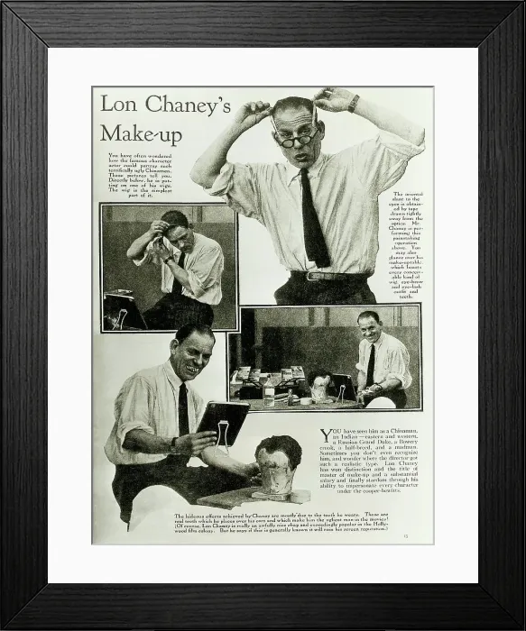 Framed Print : Actor Lon Chaney Applying Makeup Framed Print : Actor Lon Chaney Applying Makeup