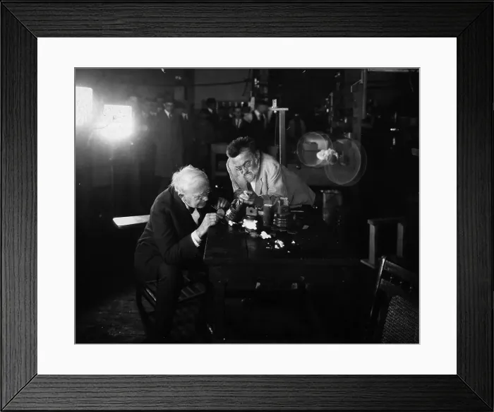 Framed Print : Thomas Edison and Charles Steinmetz at Table Framed Print : Thomas Edison and Charles Steinmetz at Table
