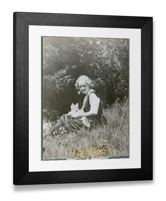 Framed Print : Young Bette Davis Posing with Cat Framed Print : Young Bette Davis Posing with Cat