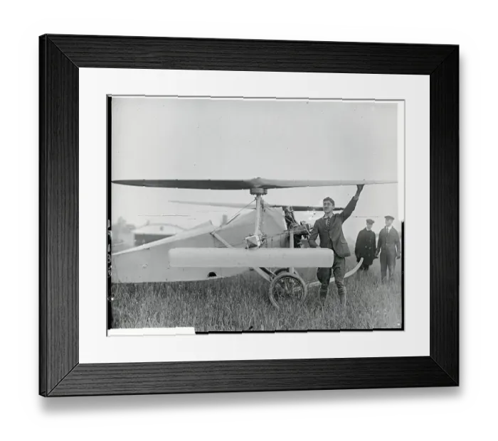 Framed Print : Pilot and Assistants with Helicopter Framed Print : Pilot and Assistants with Helicopter