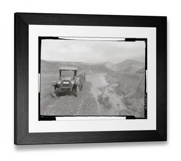 Framed Print : Man Looking Down into Valley Framed Print : Man Looking Down into Valley