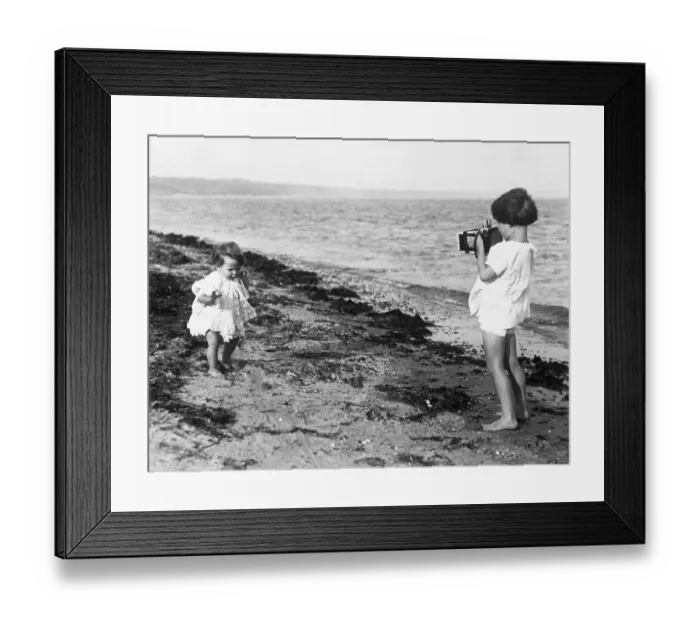 Framed Print : Young Sisters on the Beach