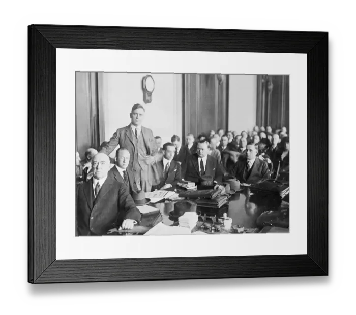 Framed Print : Fatty Arbuckle and Defense Team in Court