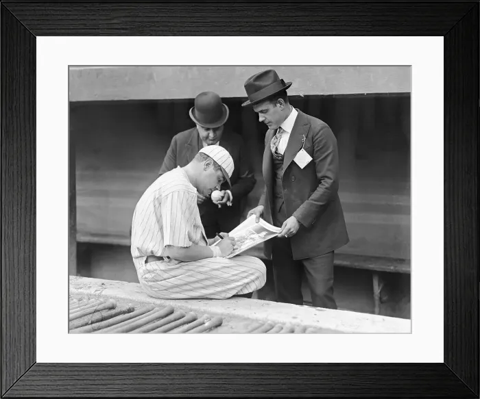 Framed Print : Babe Ruth Autographing Photos Framed Print : Babe Ruth Autographing Photos