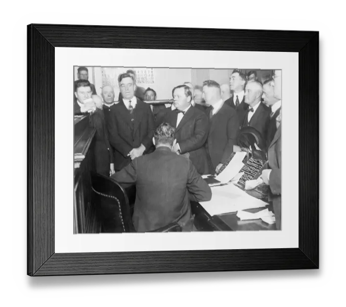 Framed Print : Fatty Arbuckle Arriving at Court Framed Print : Fatty Arbuckle Arriving at Court