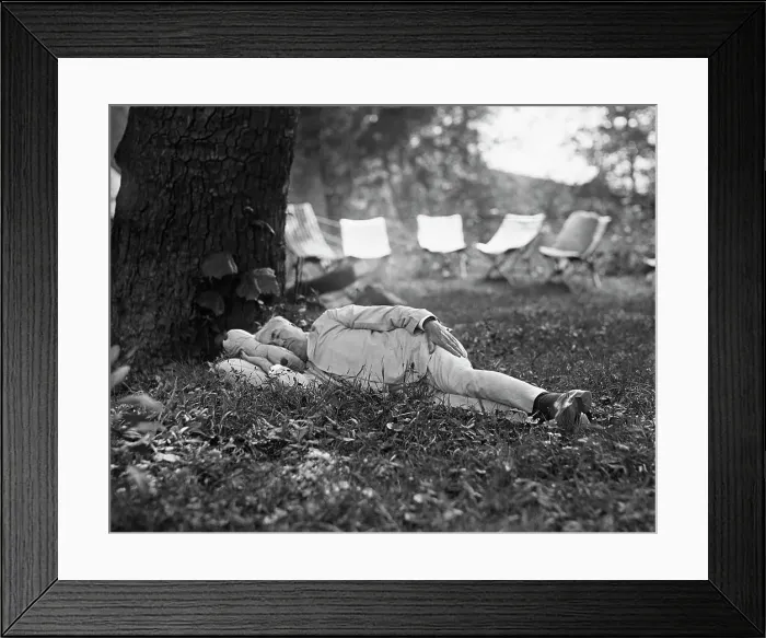 Framed Print : Thomas Edison Taking Nap Under a Tree Framed Print : Thomas Edison Taking Nap Under a Tree