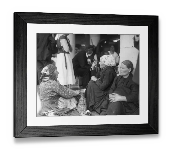 Framed Print : Immigrant Women Seated on Floor Framed Print : Immigrant Women Seated on Floor