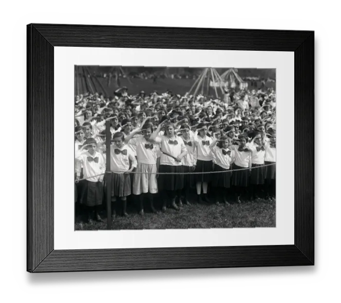 Framed Print : School Girls Pledging Allegiance to the Flag Framed Print : School Girls Pledging Allegiance to the Flag