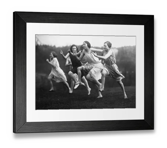 Framed Print : Girls in Grecian Costumes Running 100 Yard Dash Framed Print : Girls in Grecian Costumes Running 100 Yard Dash