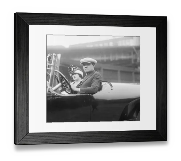 Framed Print : Babe Ruth Driving with His Wife Framed Print : Babe Ruth Driving with His Wife