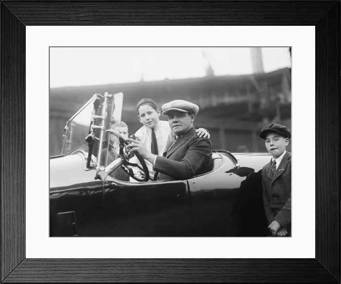 Framed Print : Baseball Player Babe Ruth Taking Fans for Drive