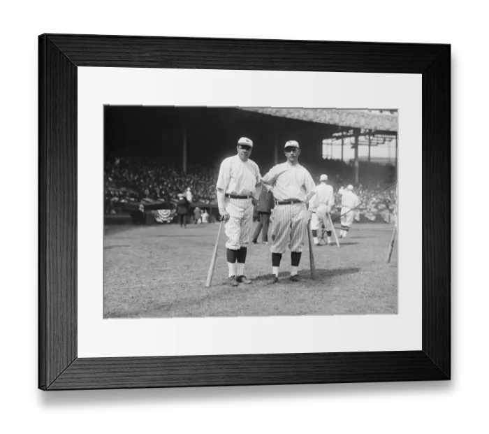 Framed Print : Babe Ruth and Home run Baker Posing on Field