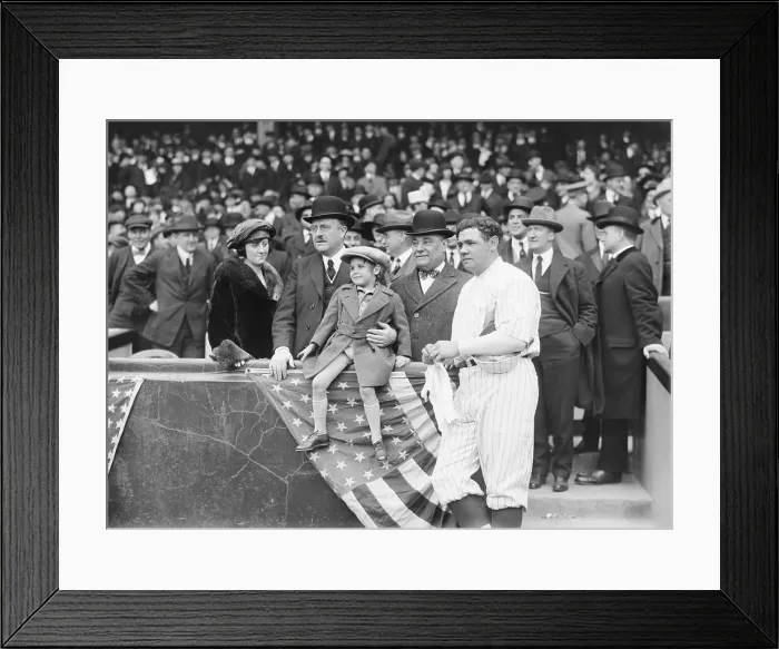 Framed Print : Babe Ruth on sidelines with Mayor Hylan and Actor Jackie Coogan Framed Print : Babe Ruth on sidelines with Mayor Hylan and Actor Jackie Coogan