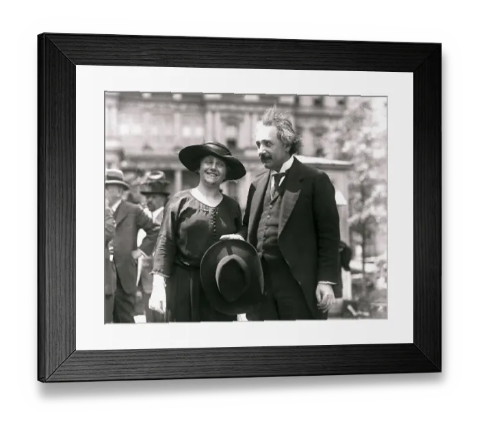 Framed Print : Albert Einstein With His Wife Framed Print : Albert Einstein With His Wife