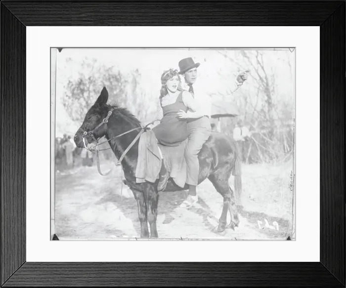 Framed Print : Mary Pickford and Brother Jack Riding Mule Framed Print : Mary Pickford and Brother Jack Riding Mule