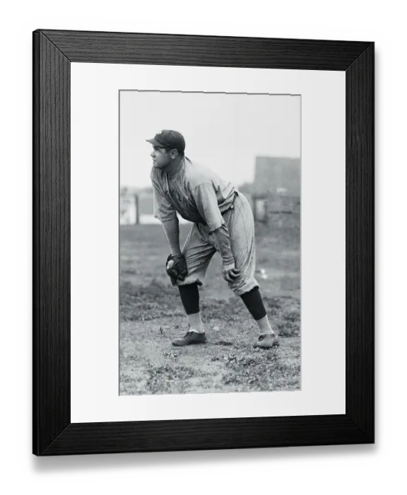 Framed Print : Babe Ruth Bending to Determine His Play