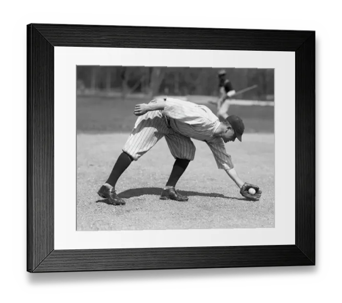 Framed Print : Baseball Player Fielding In Left Field