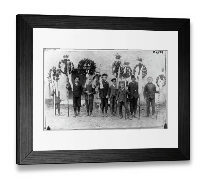 Framed Print : Children Holding Poles with Apple Wreath Framed Print : Children Holding Poles with Apple Wreath