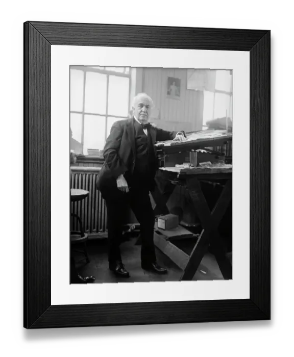 Framed Print : Electricity Pioneer Thomas A. Edison Posing in His Laboratory Framed Print : Electricity Pioneer Thomas A. Edison Posing in His Laboratory